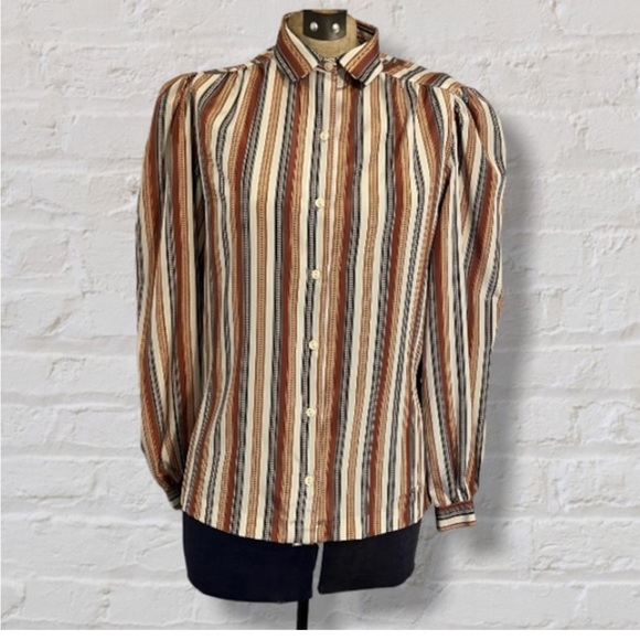 Pinstripe Very Rare Vintage Button Down Blouse size Small - Picture 1 of 4